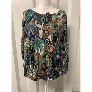 Avenue Business Casual Paisley Print Top Plus Size 14/16